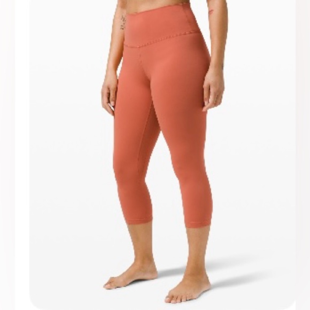 Lululemon Align High Rise Crop 21* Cool. Color is Rustic Coral